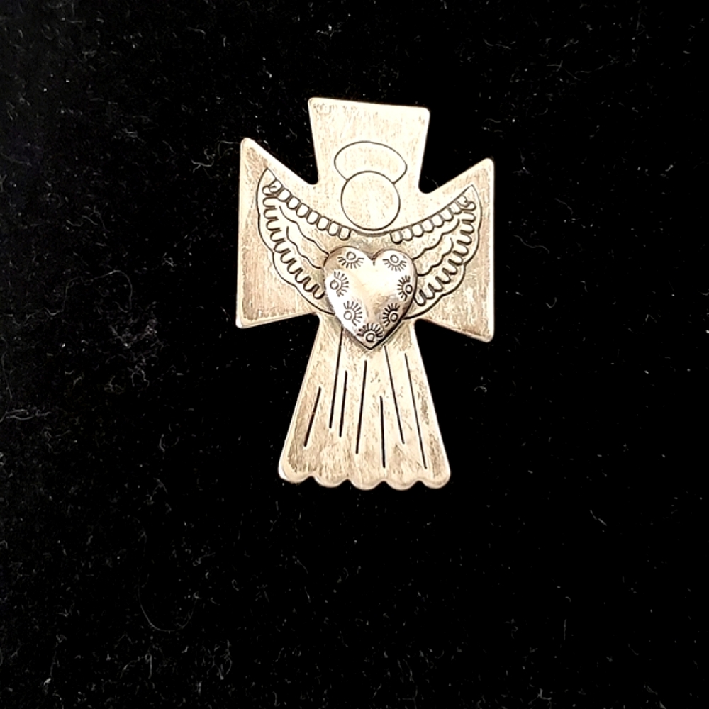 Carolyn Pollack Silver-Tone Angel Heart Brooch